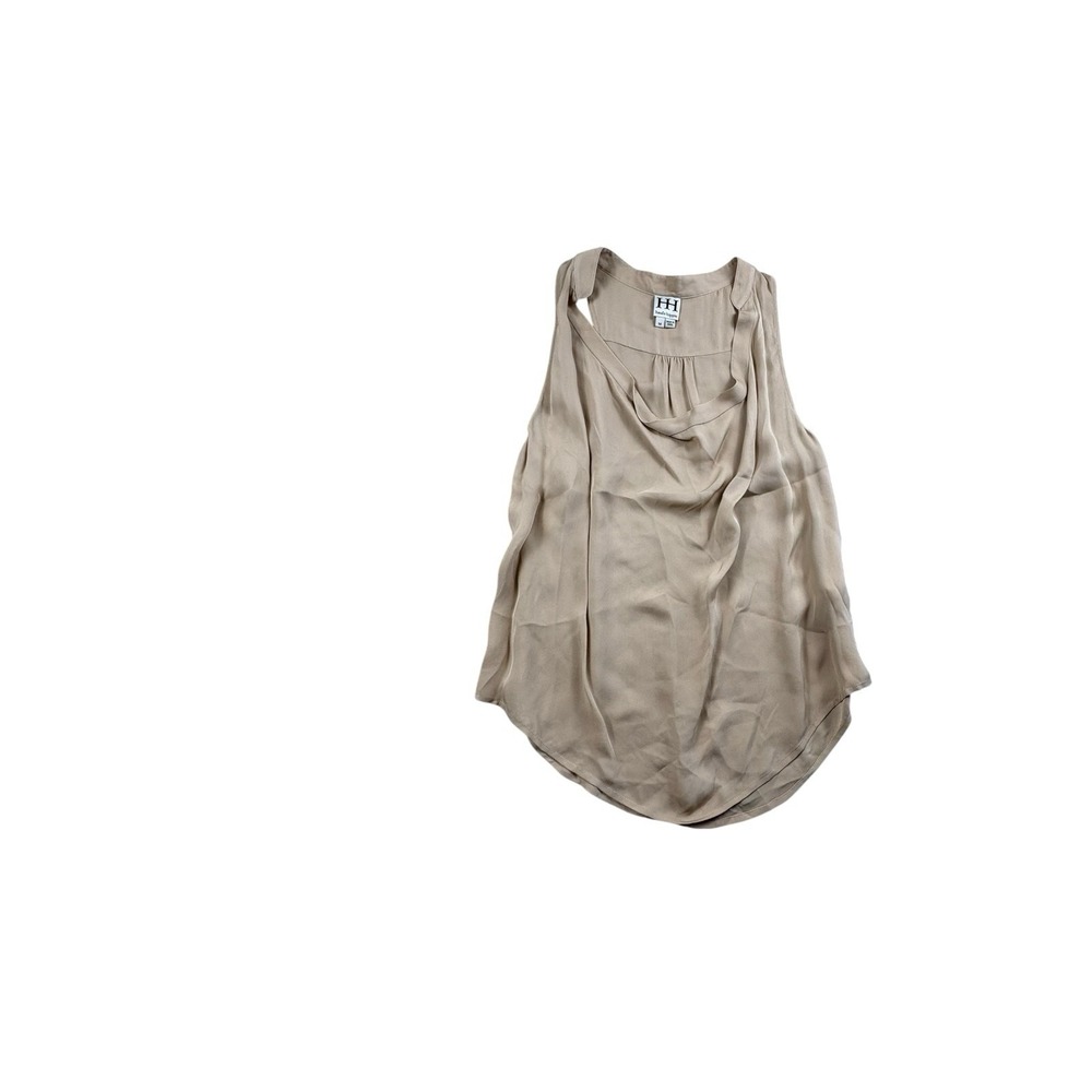 Haute Hippie Silk Blend Draped Sleeveless Tank Top Beige‎ Medium